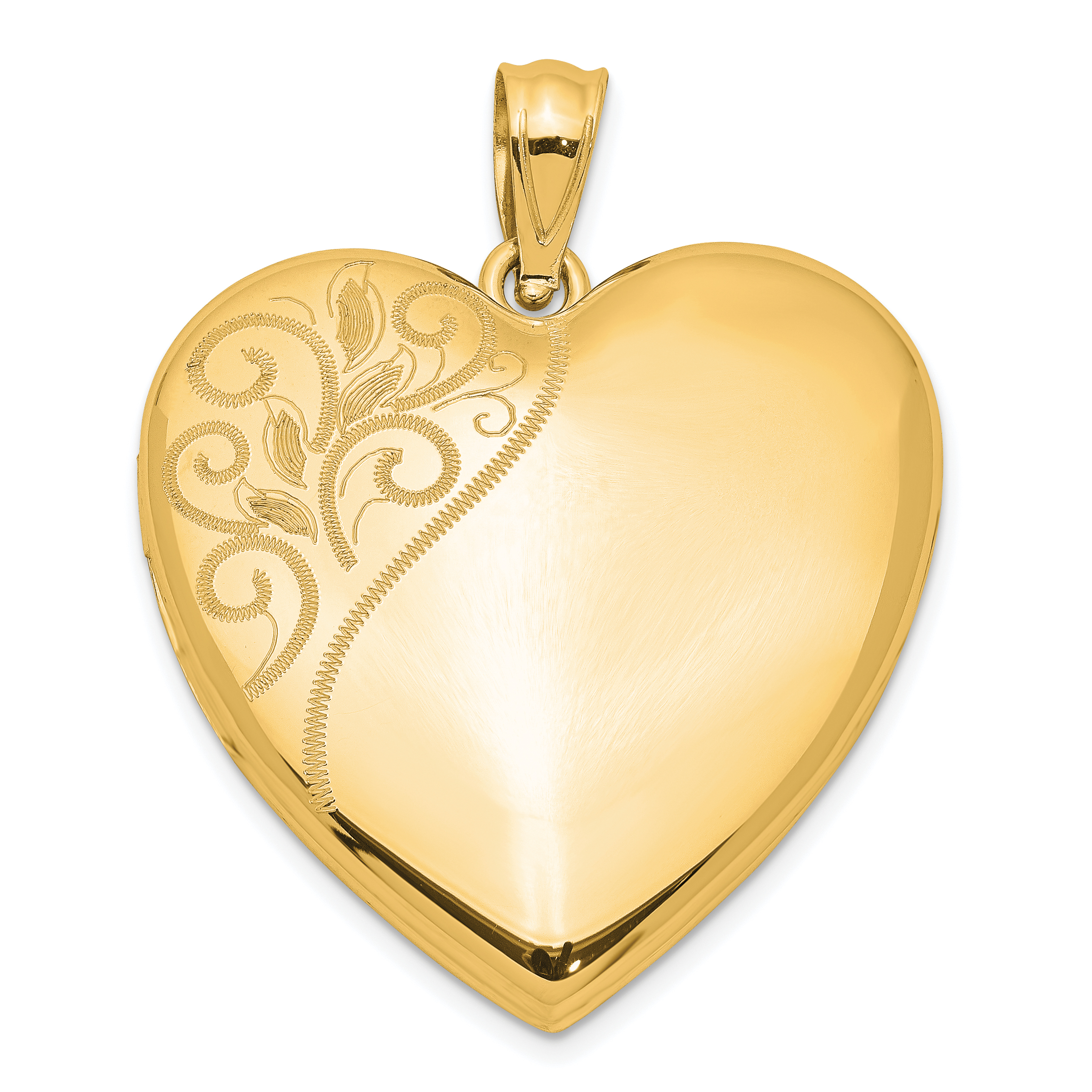 Sterling Silver Gold-plated 24mm Polished Swirl Heart Locket (QLS1094)