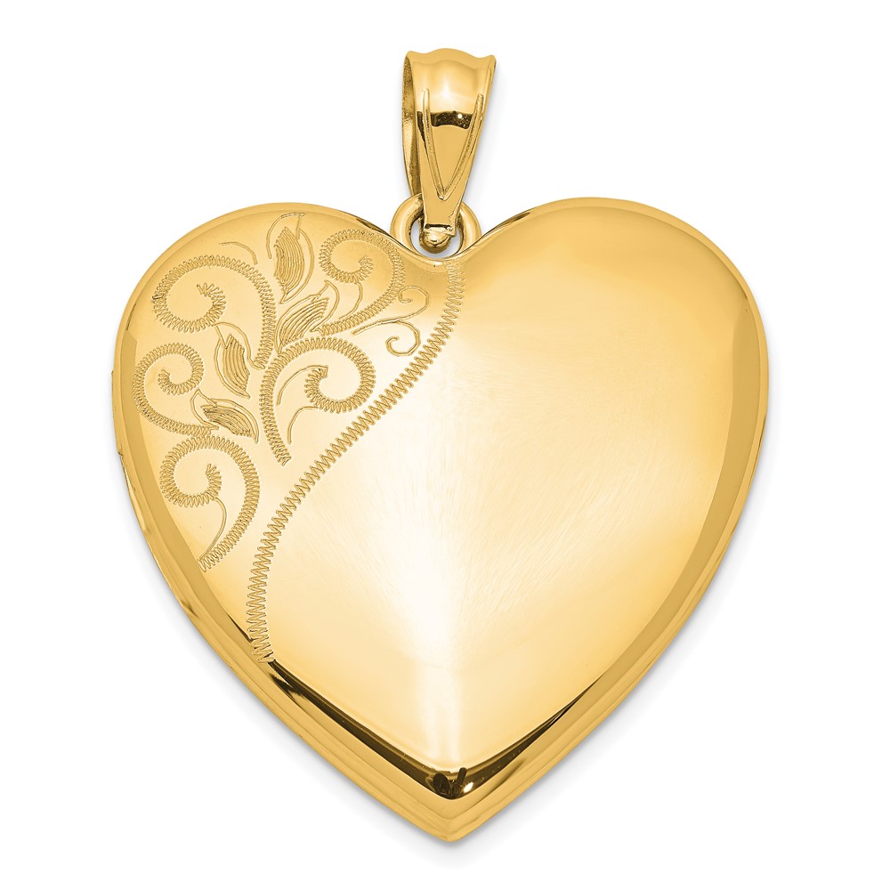 Sterling Silver Gold-plated 24mm Polished Swirl Heart Locket