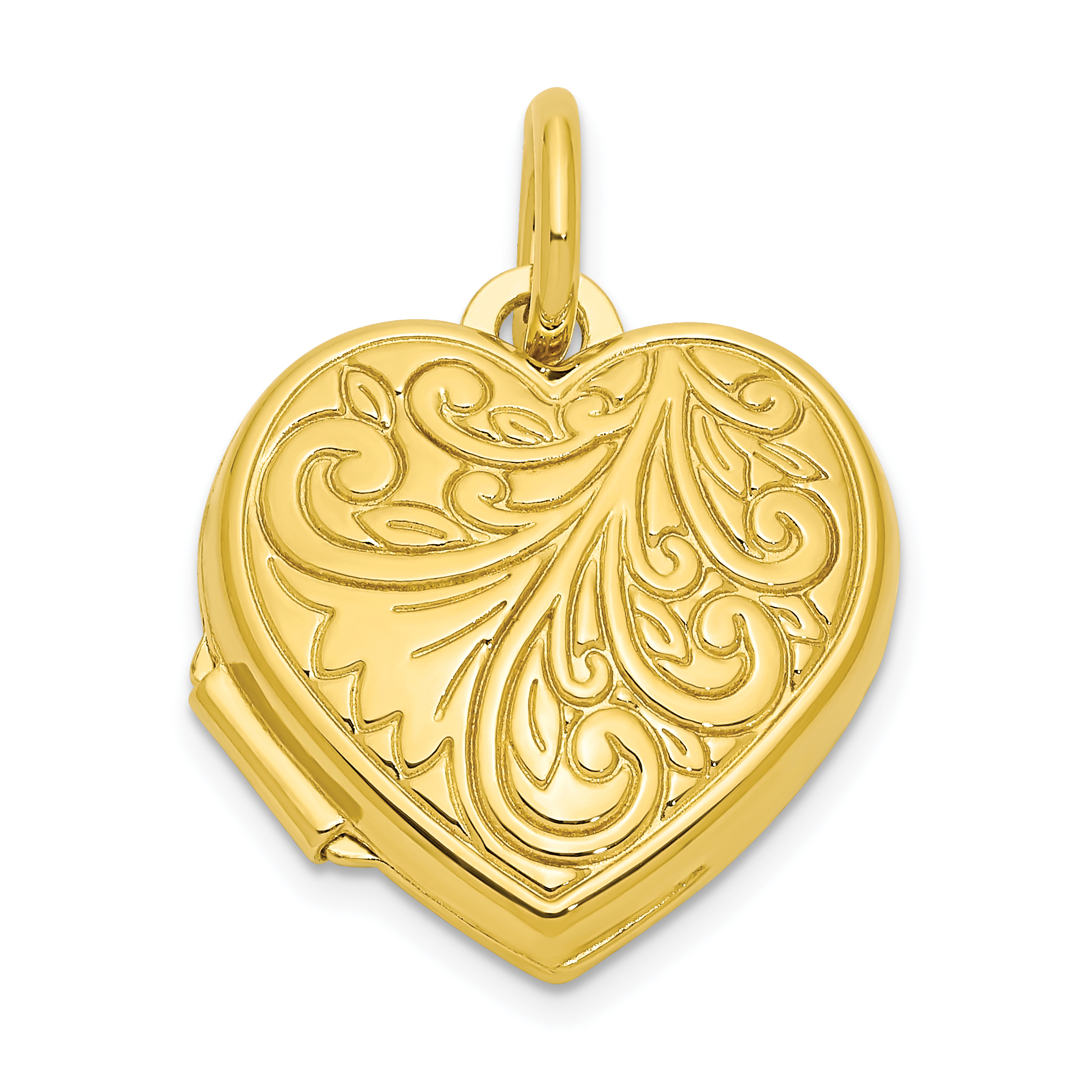 Sterling Silver Gold-tone Polished Filigree Design Heart Locket (QLS1097)