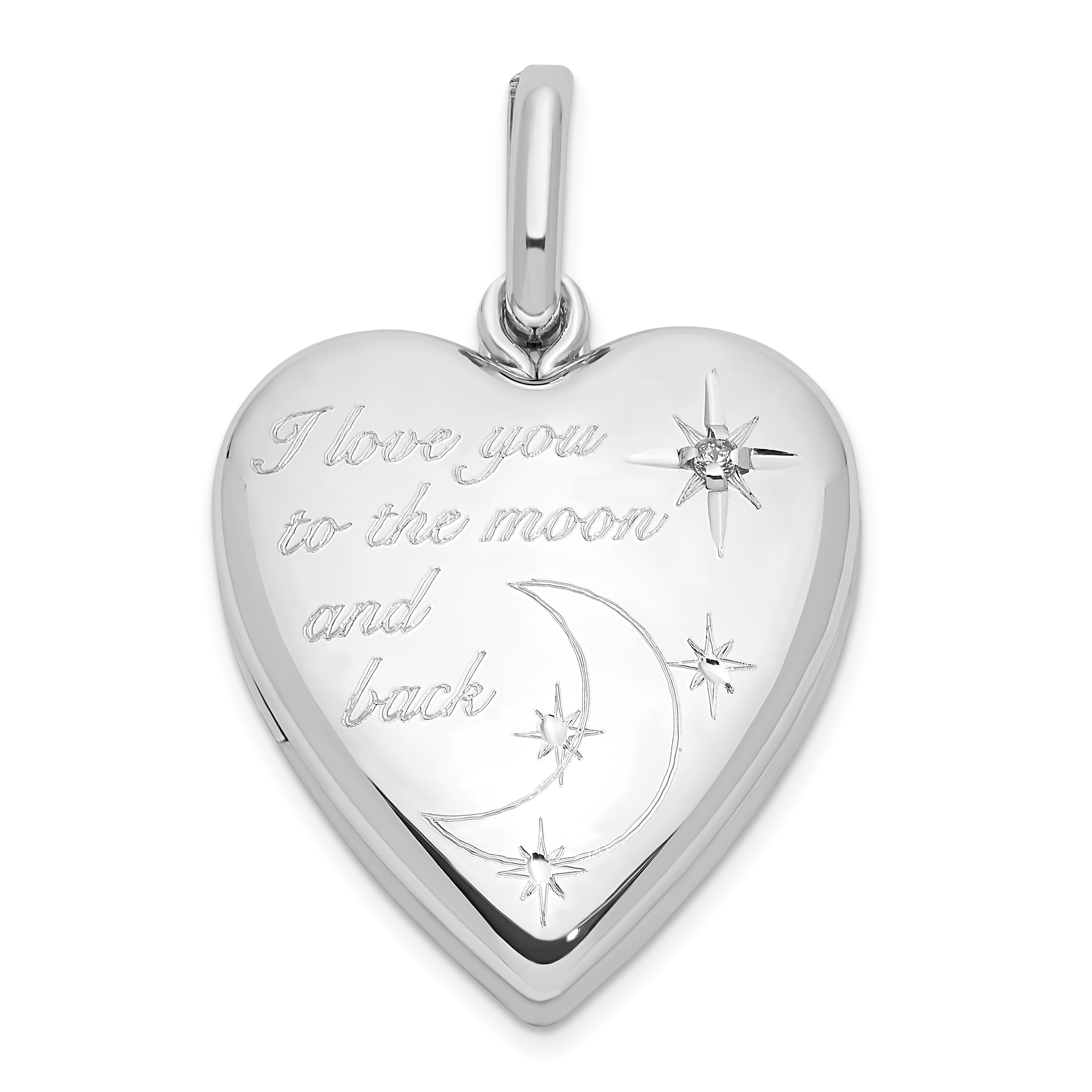 Sterling Silver Rhod-pltd 20mm Diamond LOVE TO MOON Swing Locket (QLS1102)