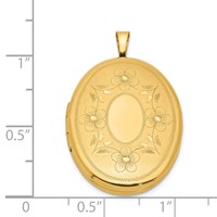 1/20 14K Gold Filled Satin Diamond-cut Floral 26mm Oval Locket view 4