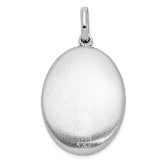 Sterling Silver Rhod-pltd 26mm Diamond I LOVE MOON Oval Swing Locket