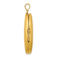 1/20 14K Gold Filled Polished and Satin Leaf Border 2-Frame 34mm Oval Locket view 2