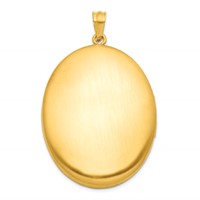1/20 14K Gold Filled Polished and Satin Leaf Border 2-Frame 34mm Oval Locket view 3