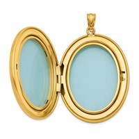 1/20 14K Gold Filled Polished and Satin Leaf Border 2-Frame 34mm Oval Locket view 5