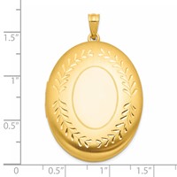 1/20 14K Gold Filled Polished and Satin Leaf Border 2-Frame 34mm Oval Locket view 4