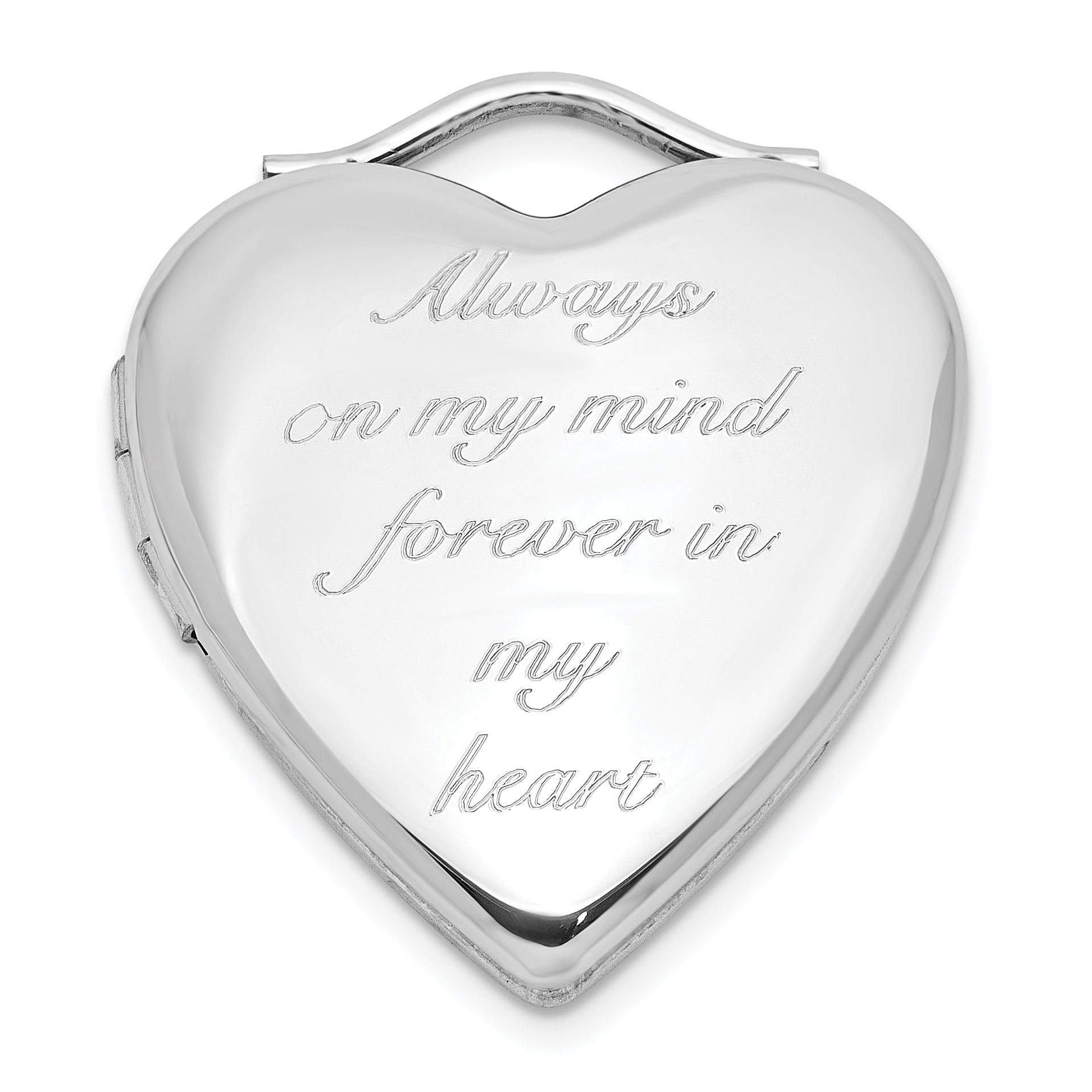 Sterling Silver RH-pl ALWAYS IN MY HEART FOREVER.. 20mm Heart Locket (QLS1132)