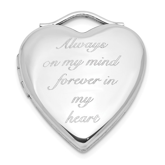 Sterling Silver RH-pl ALWAYS IN MY HEART FOREVER.. 20mm Heart Locket