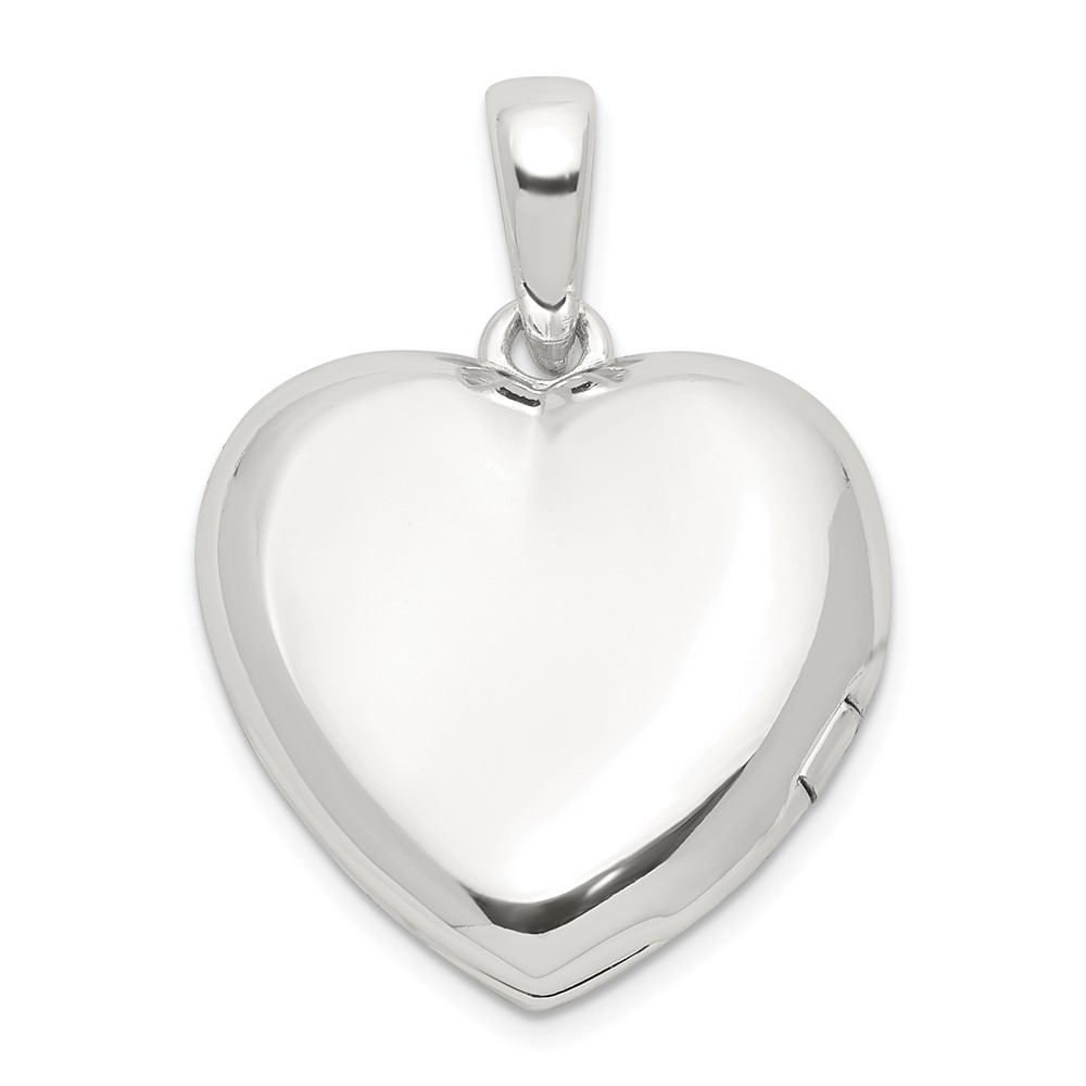 Sterling Silver E-coated CZ 19mm Heart Locket (QLS1136)