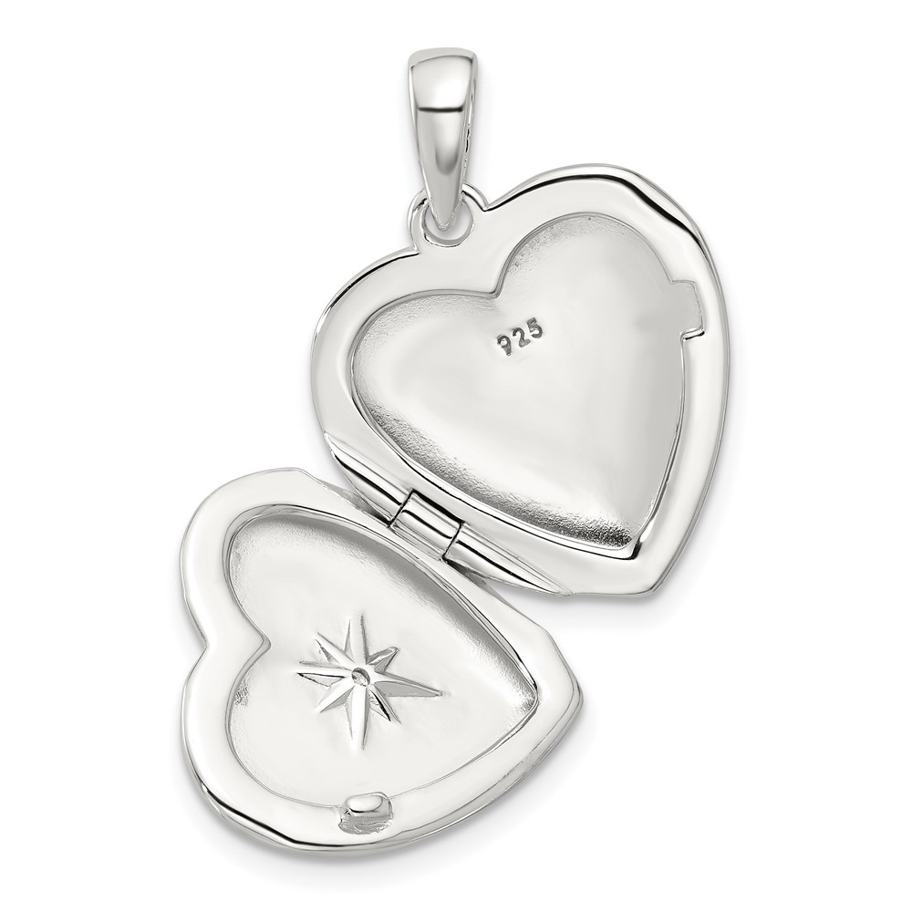 Sterling Silver E-coated CZ 19mm Heart Locket (QLS1136)