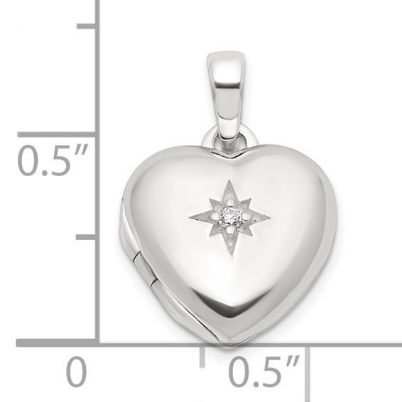 Sterling Silver CZ Heart Locket