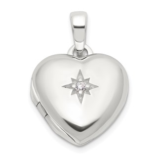 Sterling Silver CZ Heart Locket