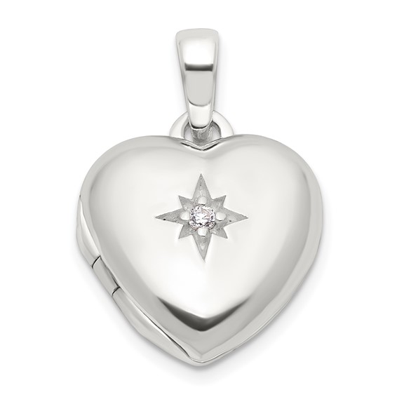 Sterling Silver CZ Heart Locket