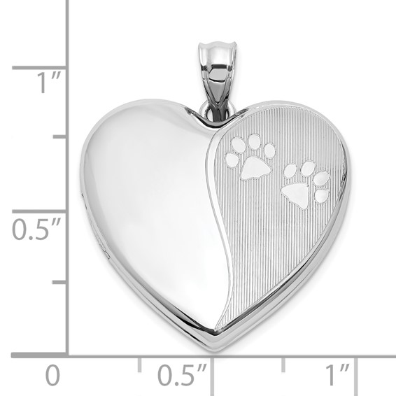 Sterling Silver Paw Print Heart Locket