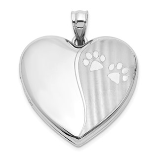 Sterling Silver Paw Print Heart Locket