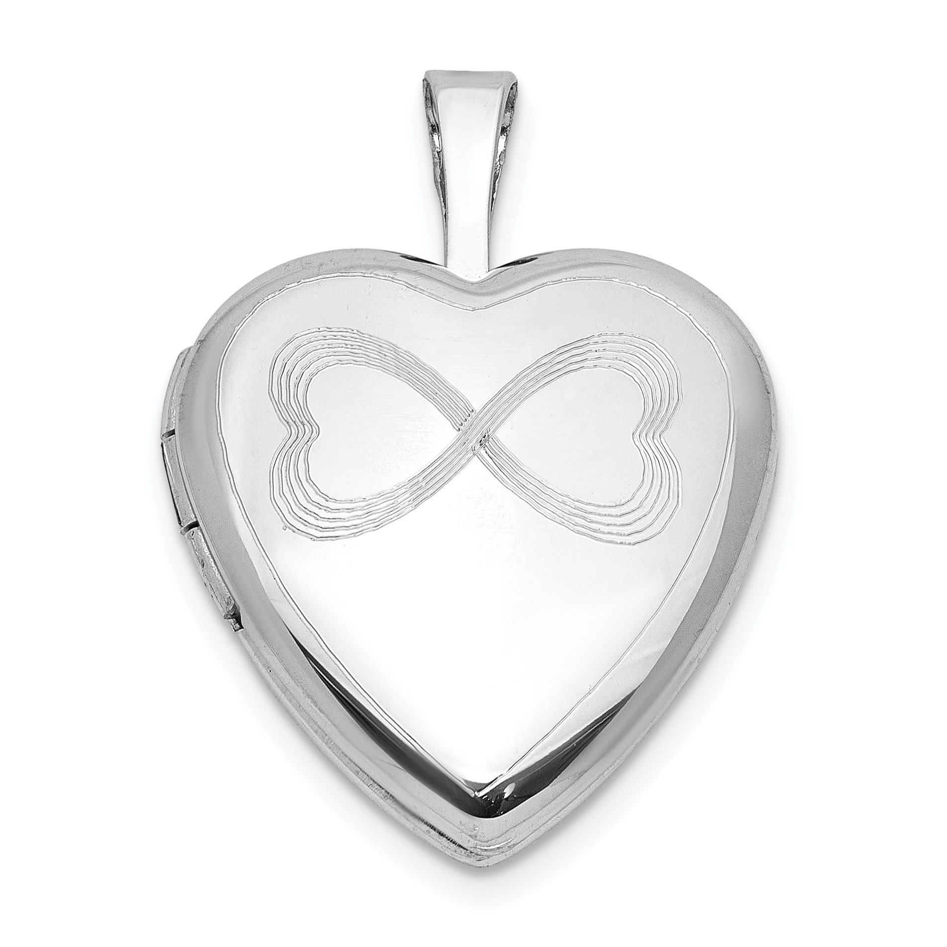 Sterling Silver Rhodium-plated Infinity Hearts 16mm Heart Locket (QLS1143)