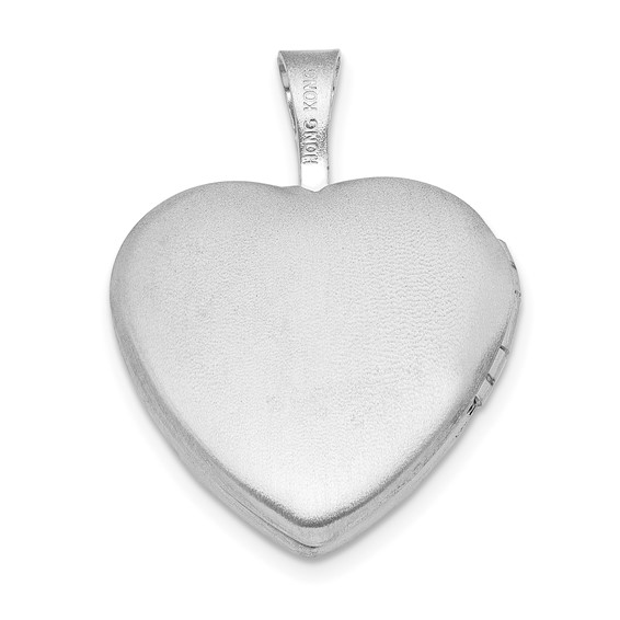 Sterling Silver Rhodium-plated Epoxy Satin Polished Fish 16mm Heart Locket