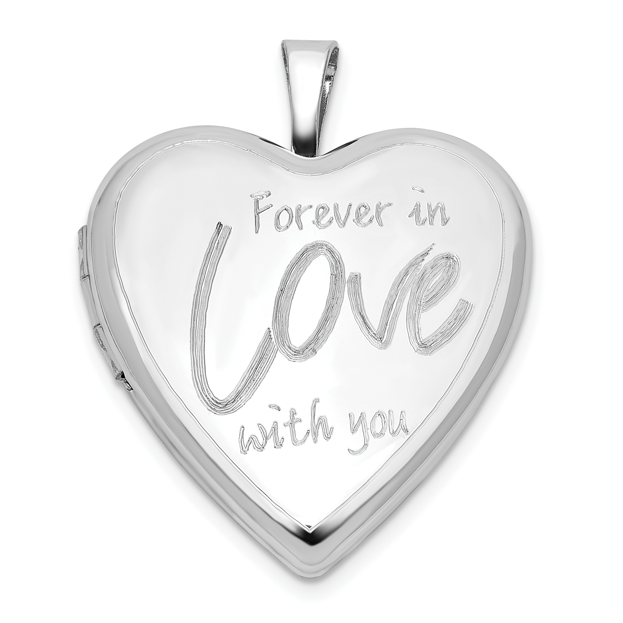 Sterling Silver RH-plated FOREVER IN LOVE WITH YOU 20mm Heart Locket (QLS1157)