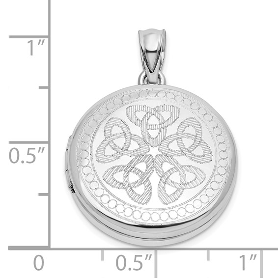 Sterling Silver Rhodium-plated Celtic Knots 20mm Round Locket