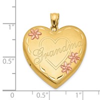 1/20 14K Gold-Filled Pink Enameled Floral with Grandma 4-photo 23mm Family Heart Locket view 5