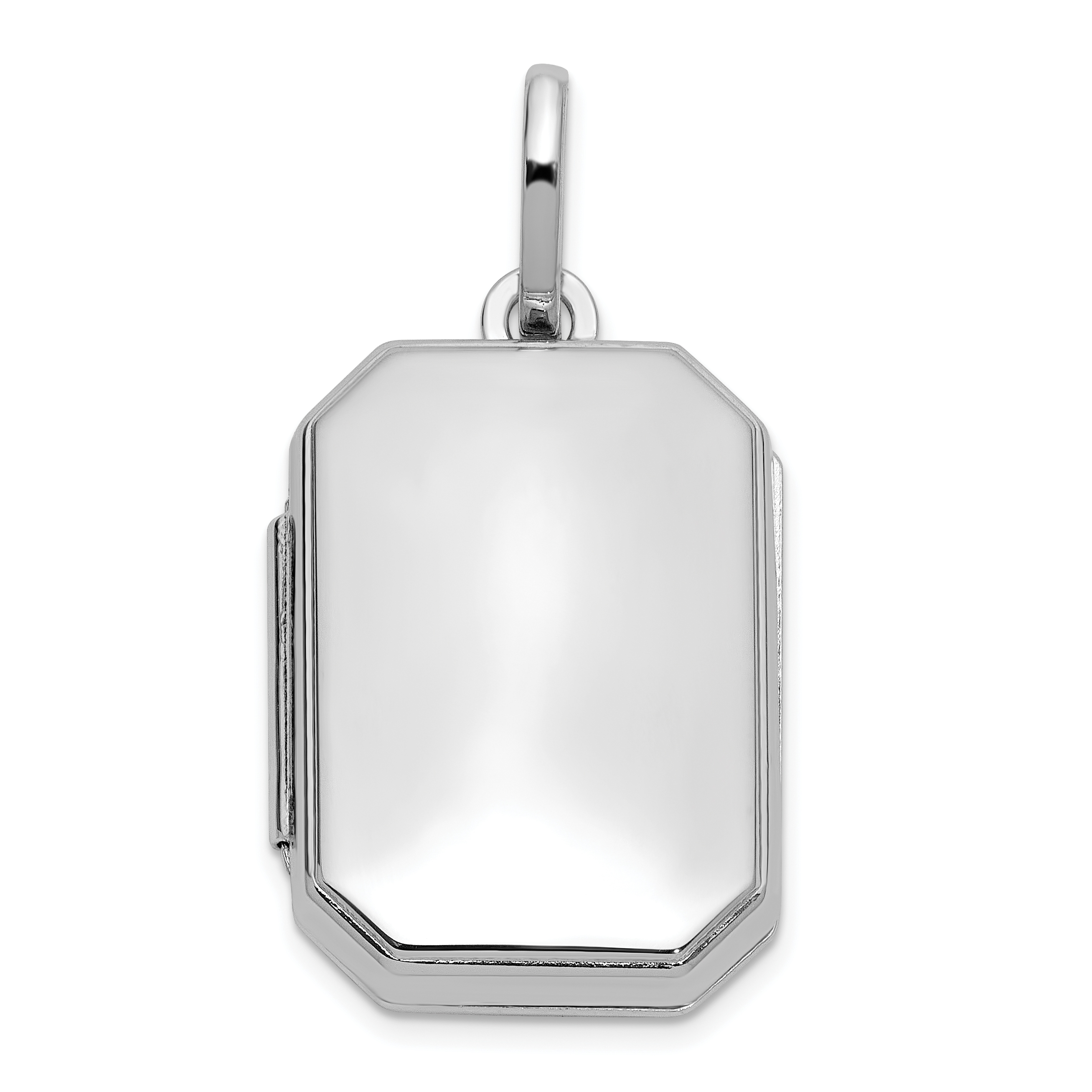 Sterling Silver Rhodium-pltd Polished 20x15mm Curved Rectangle Locket (QLS1182)