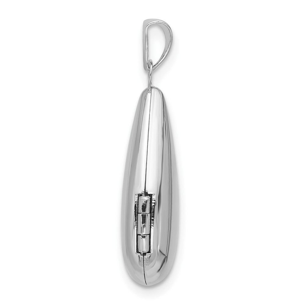 Sterling Silver Rhodium-pltd Polished 21x13mm Teardrop Shaped Locket (QLS1183)