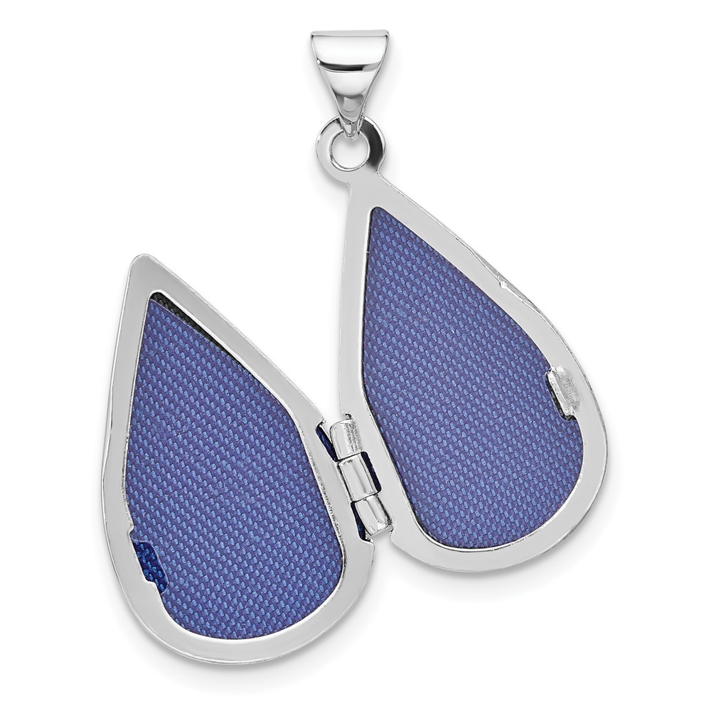 Sterling Silver Rhodium-pltd Polished 21x13mm Teardrop Shaped Locket (QLS1183)