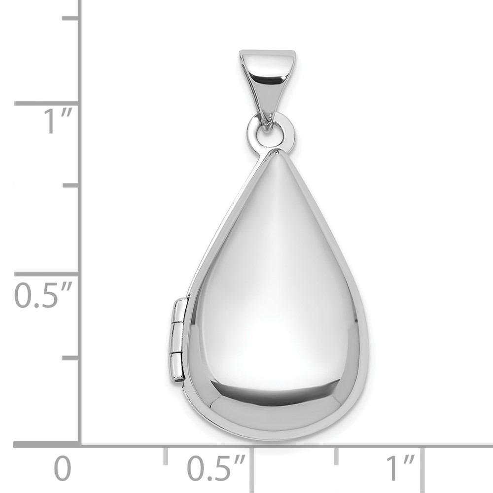 Sterling Silver Rhodium-pltd Polished 21x13mm Teardrop Shaped Locket (QLS1183)