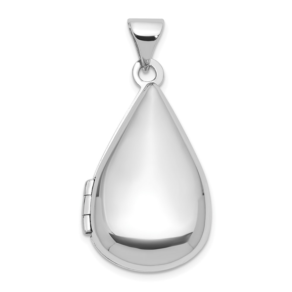 Sterling Silver Rhodium-pltd Polished 21x13mm Teardrop Shaped Locket (QLS1183)