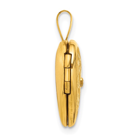 1/20 14K Gold Filled Polished & Textured Dia 16mm Floral Heart Locket