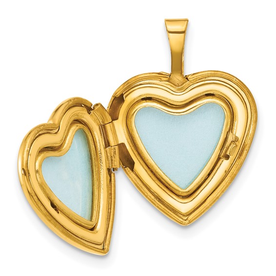 1/20 14K Gold Filled Polished & Textured Dia 16mm Floral Heart Locket