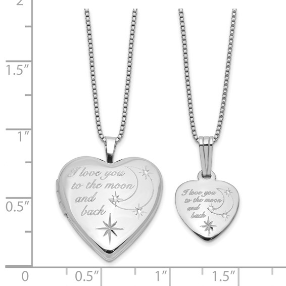 Sterling Silver RH-plated I LOVE YOU... 20mm/12mm Locket/Pendant Set