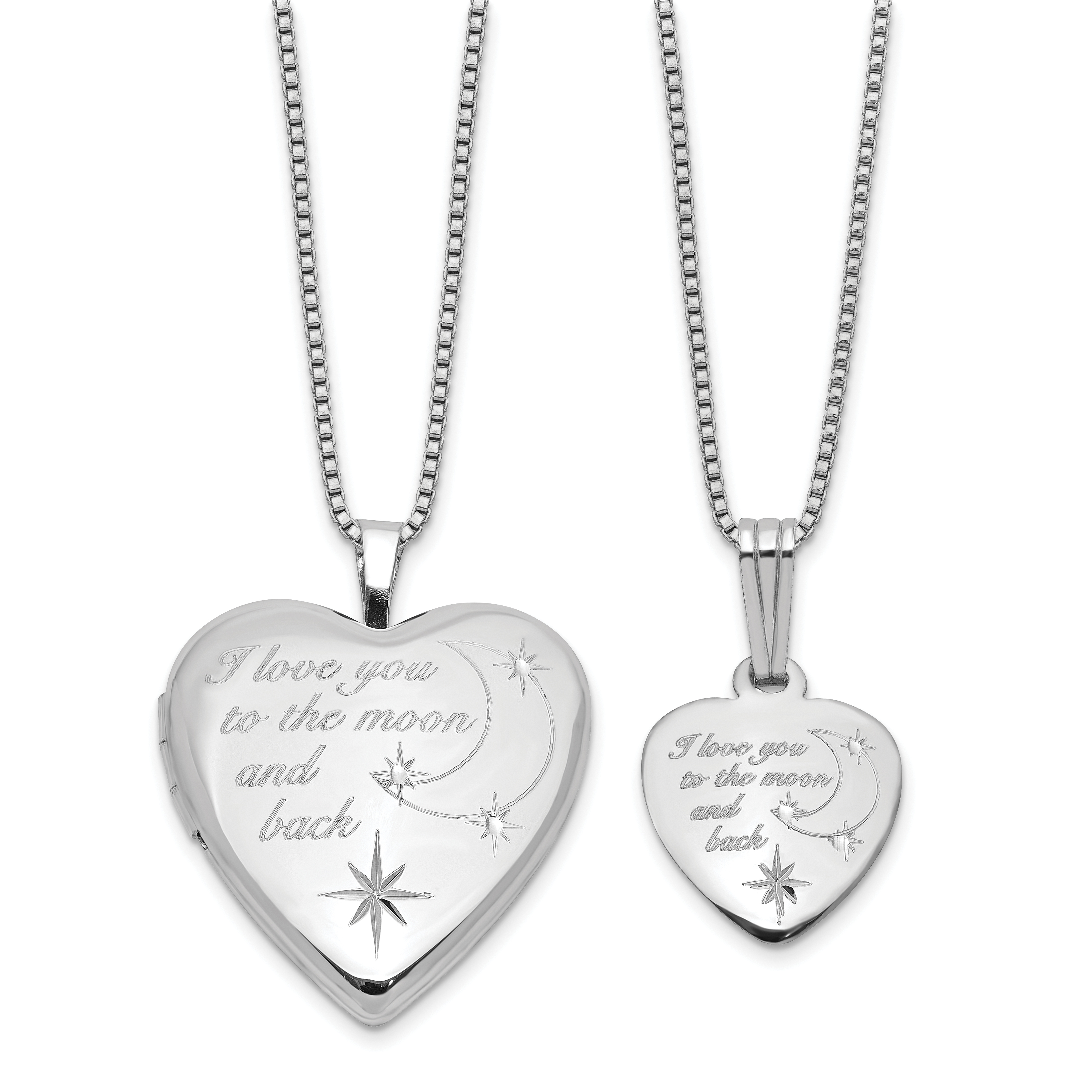 Sterling Silver RH-plated I LOVE YOU... 20mm/12mm Locket/Pendant Set (QLS1190SET)