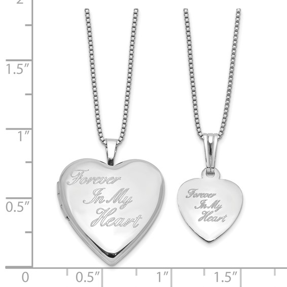 Sterling Silver RH-plated FOREVER 20mm/12mm Locket/Pendant Set