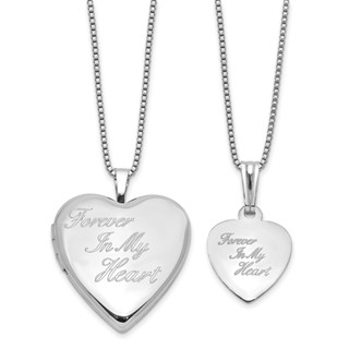 Sterling Silver RH-plated FOREVER 20mm/12mm Locket/Pendant Set