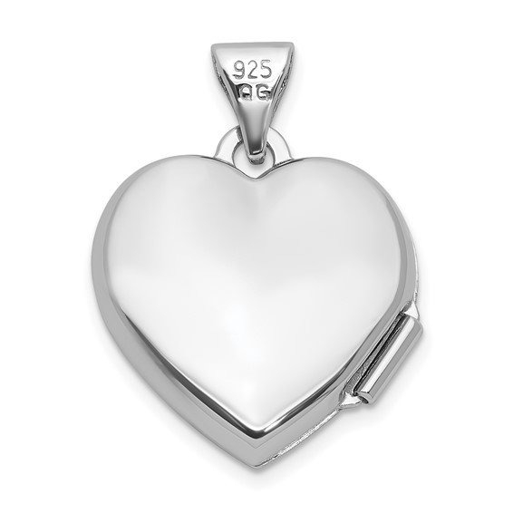 Sterling Silver Rhodium-plated Half Point Diamond Infinity 15mm Heart Locket