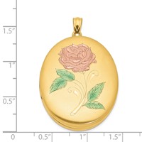 1/20 14K Gold Filled Pink and Green Enameled Flower 34mm Oval Locket view 4