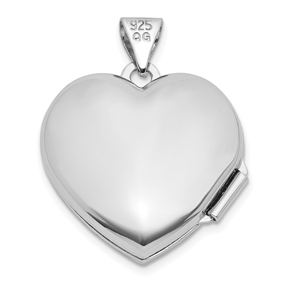 Sterling Silver Rhodium-plated Open Cross with Blue Fabric Interior 18mm Heart Locket