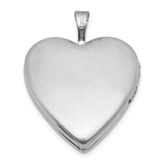 Sterling Silver Rhodium-plated Brushed And Polished 1/20 carat Diamond And Angel 20mm Heart Locket