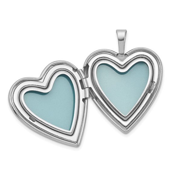 Sterling Silver Rhodium-plated Brushed And Polished 1/20 carat Diamond And Angel 20mm Heart Locket