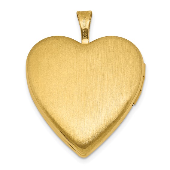 Sterling Silver Gold-plated Polished Front/Brushed Back Pink Angel Resin Cameo 20mm Heart Locket