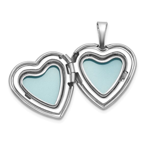 Sterling Silver Rhodium-plated Brushed Diamond-cut Fancy Engraved Cross 13mm Heart Locket