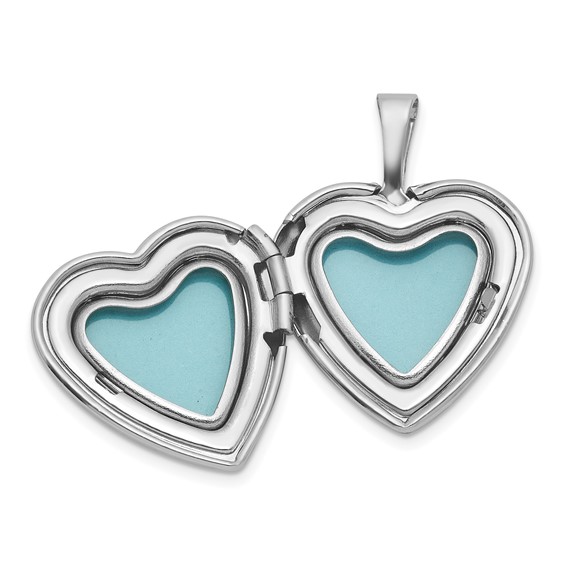 Sterling Silver Rhodium-plated Polished Front/Brushed Back 16mm Heart Locket