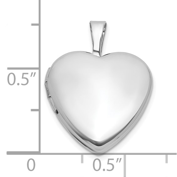 Sterling Silver Rhodium-plated Polished Front/Brushed Back 16mm Heart Locket