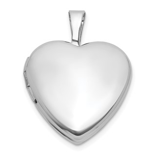 Sterling Silver Rhodium-plated Polished Front/Brushed Back 16mm Heart Locket