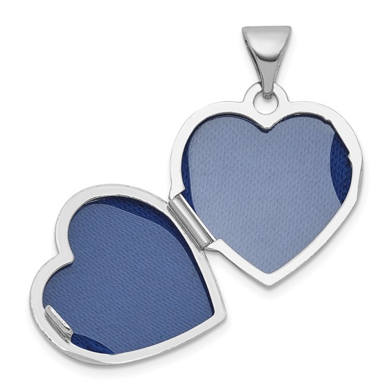 Sterling Silver Rhodium-plated MY LOVE MY LIFE MY FOREVER On Reverse 15mm Heart Locket