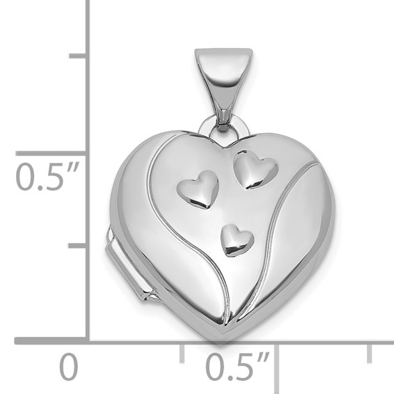Sterling Silver Rhodium-plated MY LOVE MY LIFE MY FOREVER On Reverse 15mm Heart Locket