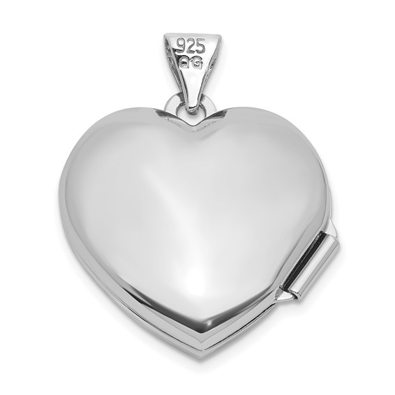 Sterling Silver Rhodium-plated Lab Created Ruby 18mm Starburst Heart Locket