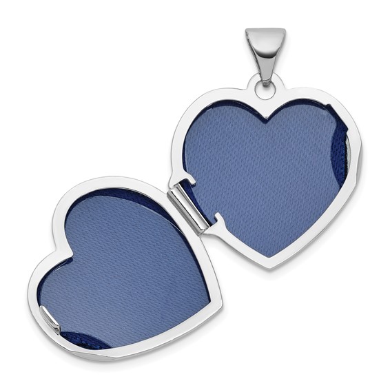 Sterling Silver Rhodium-plated Lab Created Ruby 18mm Starburst Heart Locket