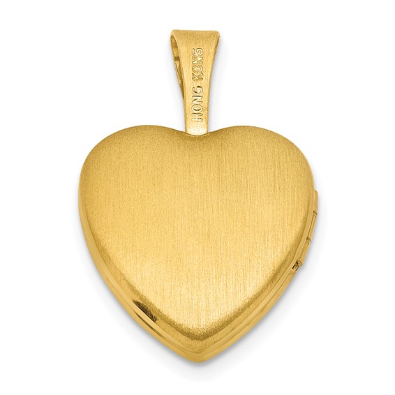 Sterling Silver Gold-plated Polished Front/Brushed Back Foot Prints with Hearts 12mm Heart Locket
